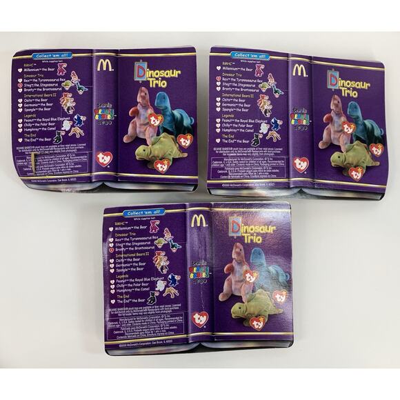 McDonald’s Happy Meal Teenie Beanie Babies 2000 Dinosaur Trio Bundle(3pcs) - Picture 5 of 11